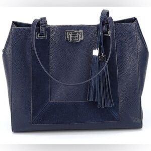 White House Black Market Tote Navy Blue NWOT